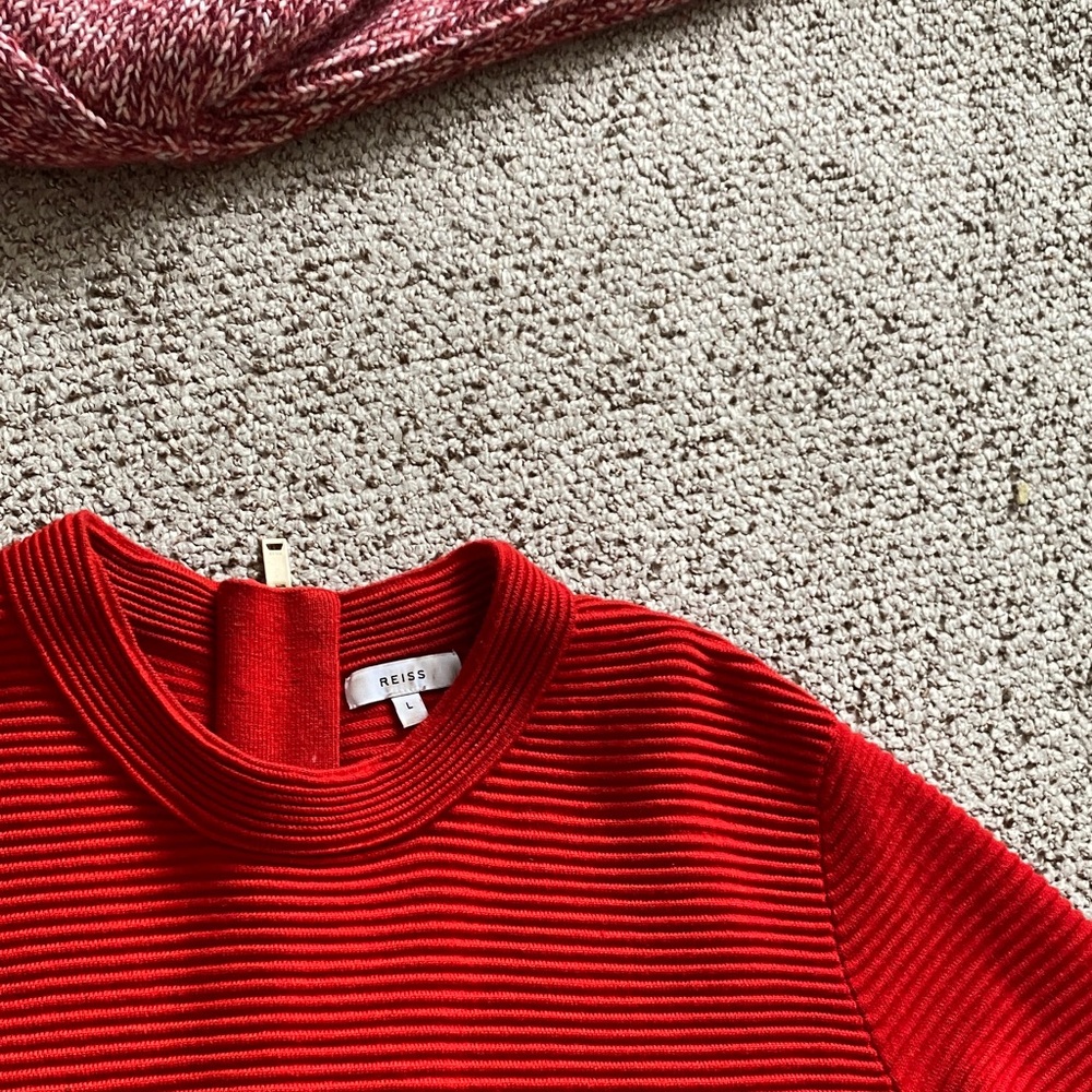 Reiss Vibrant Red Ribbed Sweater - Picture 2 of 6